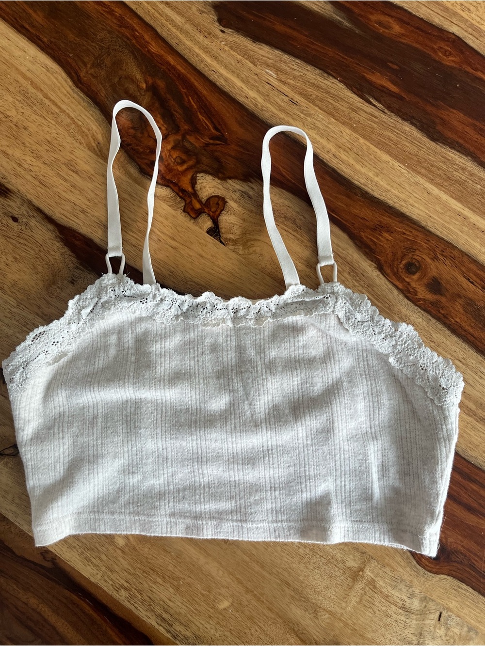 Aerie Lace Trim Ribbed Waffle Knit Bralette Camisole Top